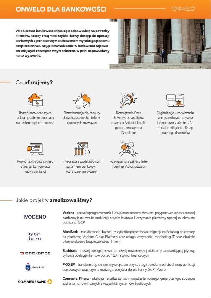 Onepager dla bankowości